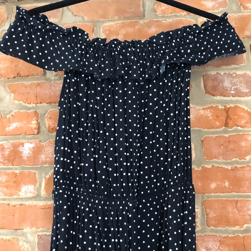 Who What Wear Off-Shoulder Polka Dot Midi Dress
